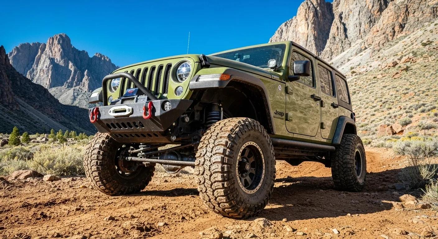 Your Jeep Wrangler tackling rugged terrain, showcasing the must-have upgrades for ultimate trail performance and safety.